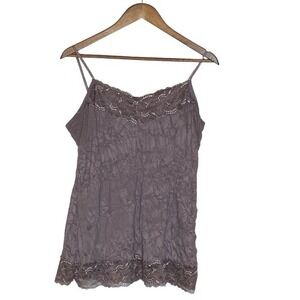 Maurices Womens Lace Trim Crinkle Cami Top Size XL Purple Glitter Y2K Preppy 90s
